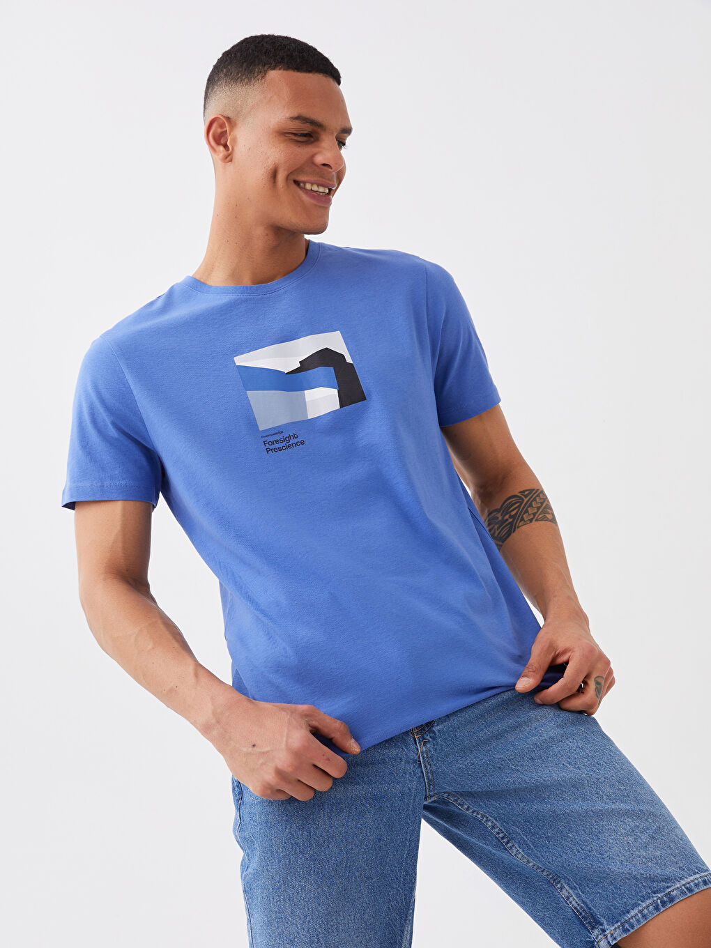 Crew Neck Short Sleeve Printed Men's T-Shirt