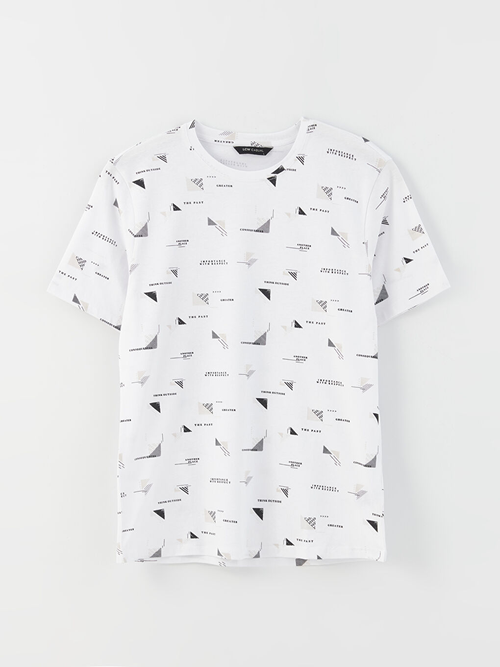 მრგვალი საყელო მოკლე სახელო ნიმუშიანი ჟერსი მამაკაცის მაისური-5