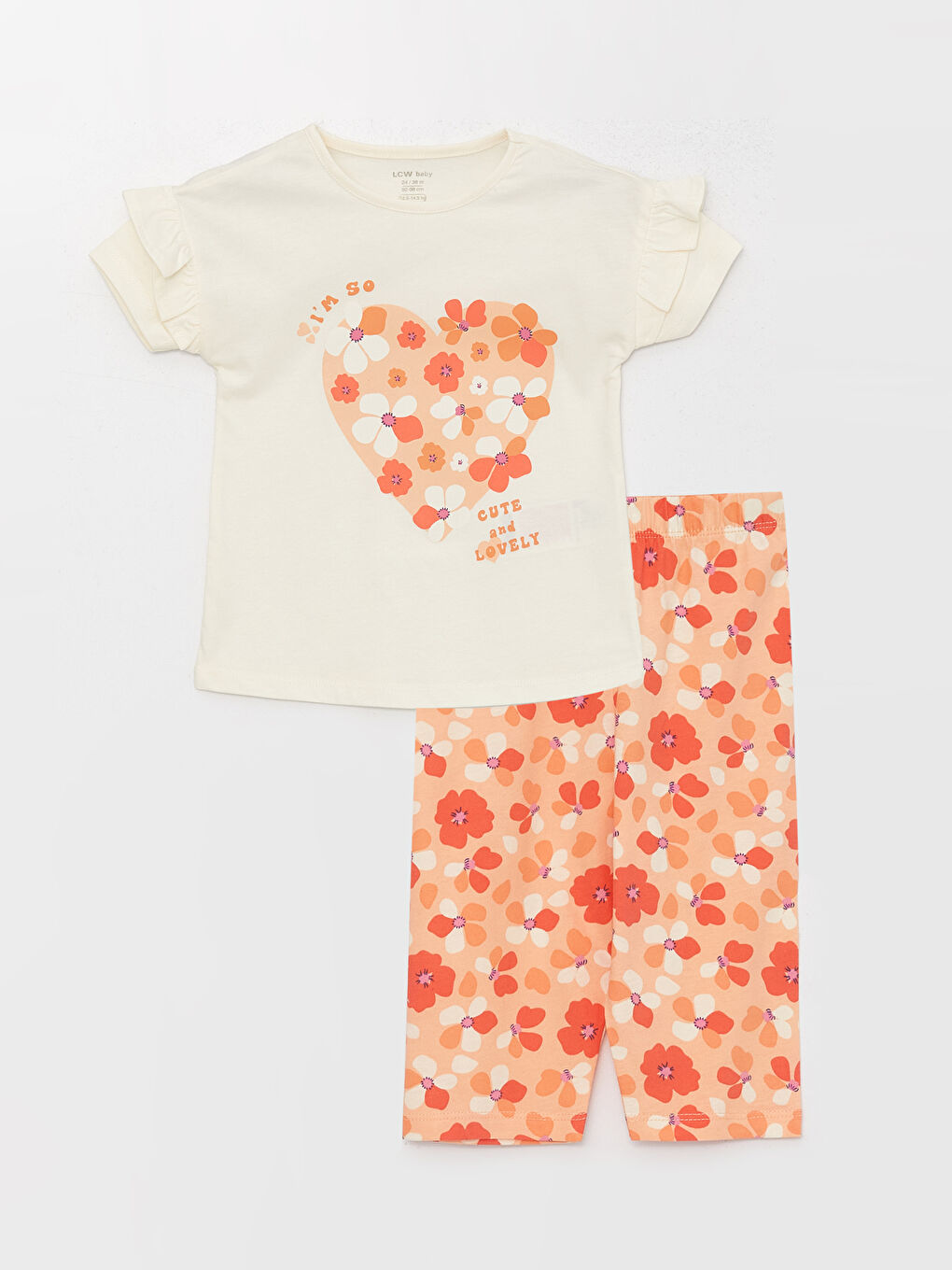 Crew Neck Printed Baby Girls' Pyjama Set