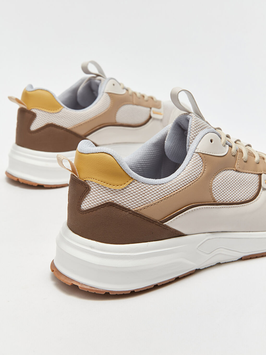 Bej Renk Bloklu Bağcıklı Erkek Spor Ayakkabı-4