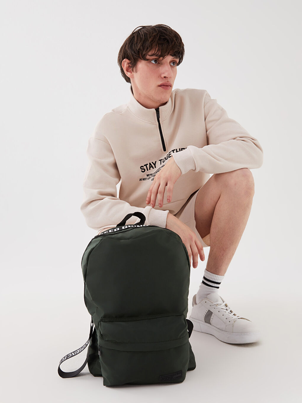 Yeşil Baskılı Erkek Sırt Çantası