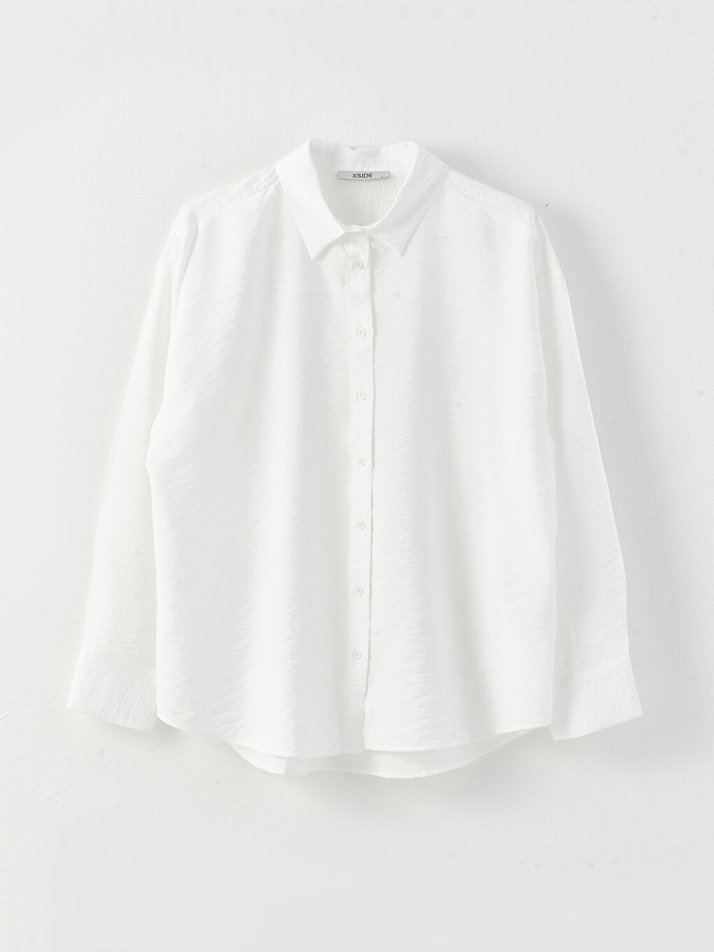Beyaz Düz Uzun Kollu Aerobin Kadın Gömlek-5
