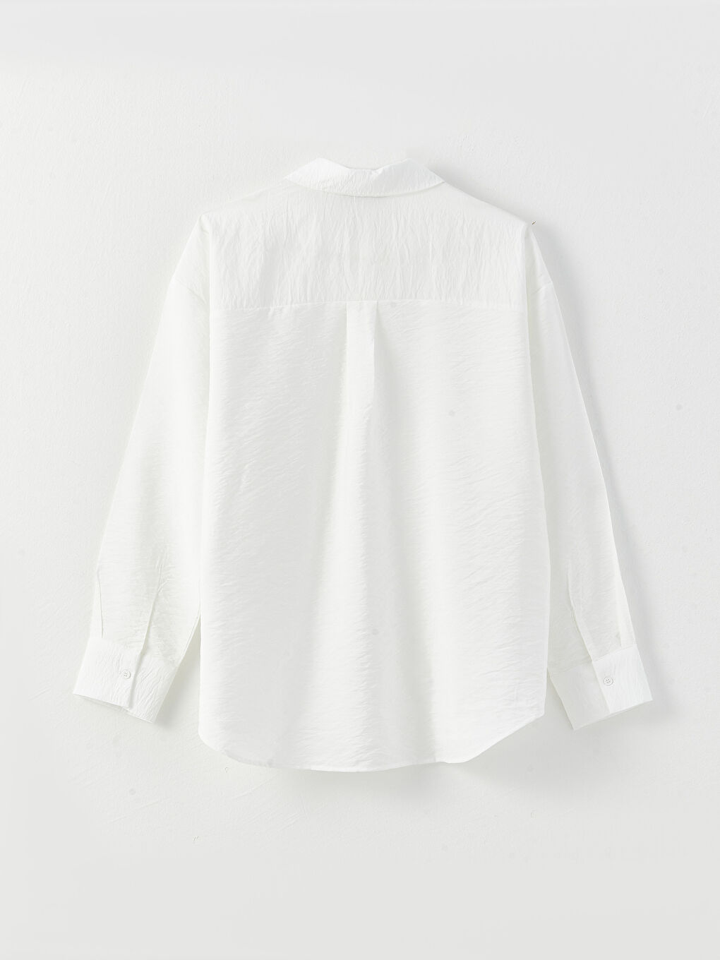 Beyaz Düz Uzun Kollu Aerobin Kadın Gömlek-6