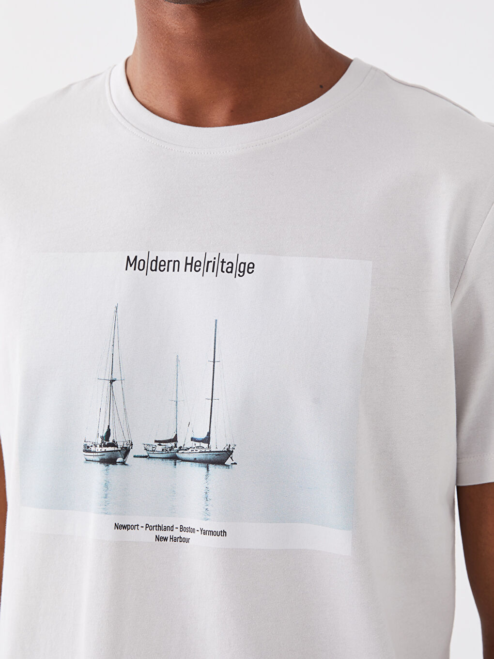 تيشيرت رجالي ياقة دائرية كم قصير مطبوع قطن ممشط-3