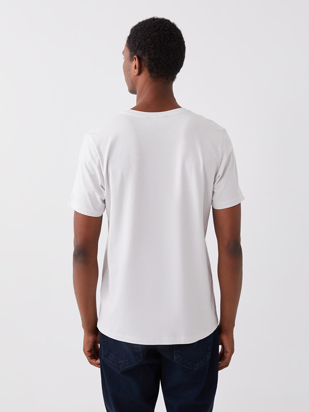 تيشيرت رجالي ياقة دائرية كم قصير مطبوع قطن ممشط-4