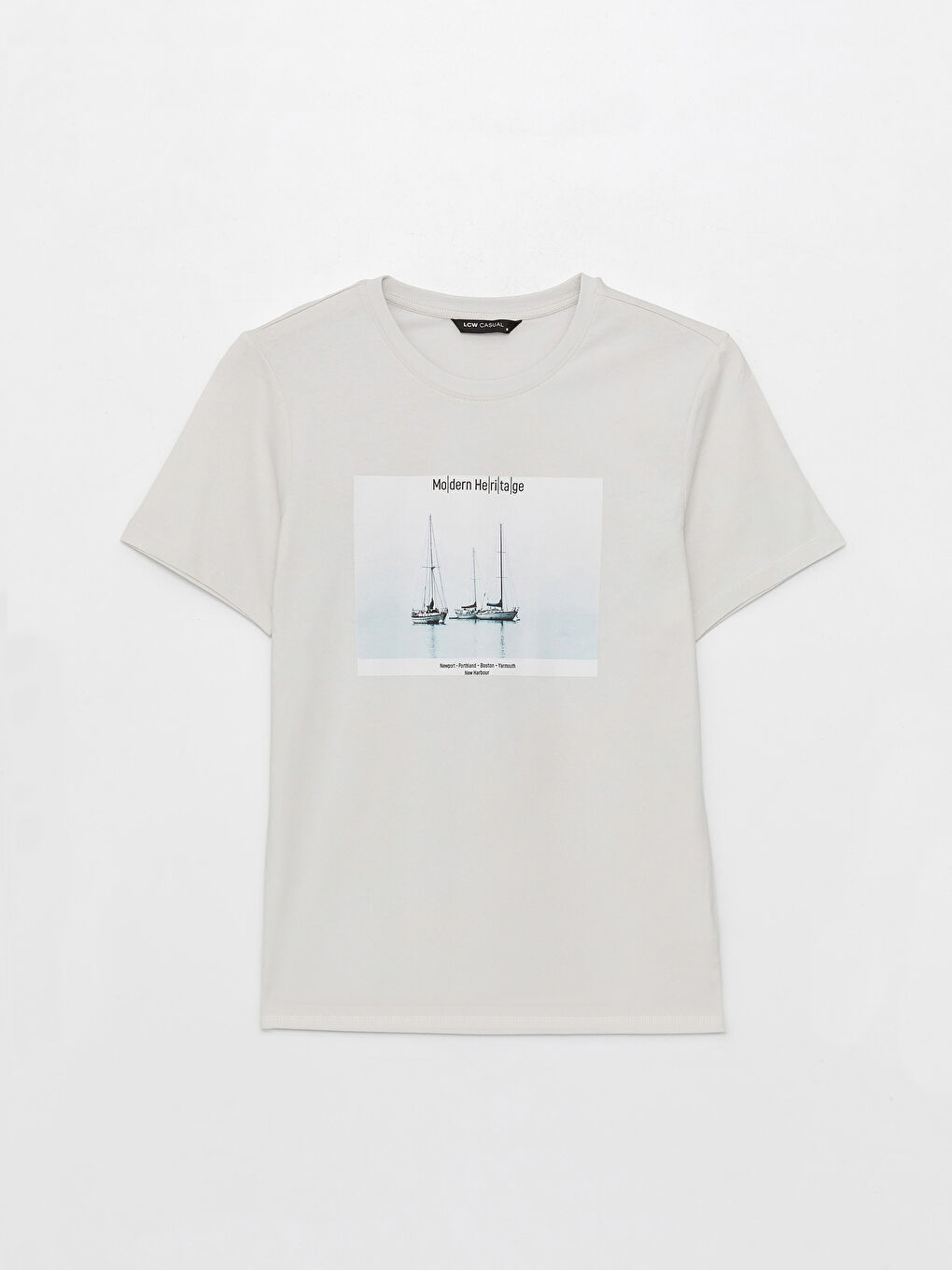 تيشيرت رجالي ياقة دائرية كم قصير مطبوع قطن ممشط-5