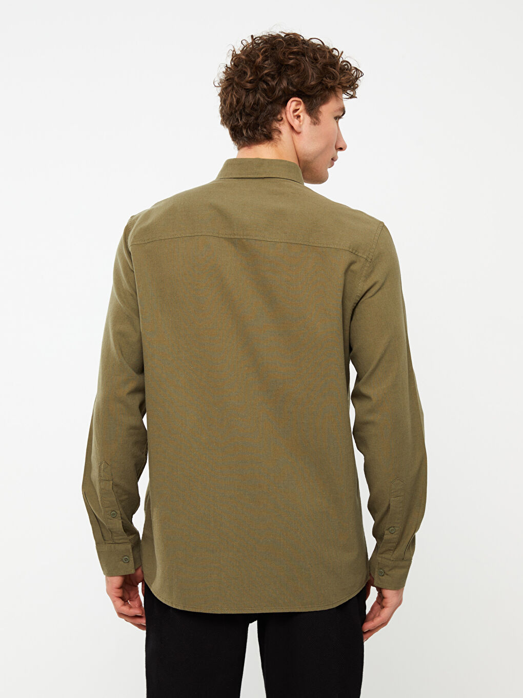 Regular Fit Long Sleeve Linen Blend Men's Shirt -S3CT68Z8-J2K