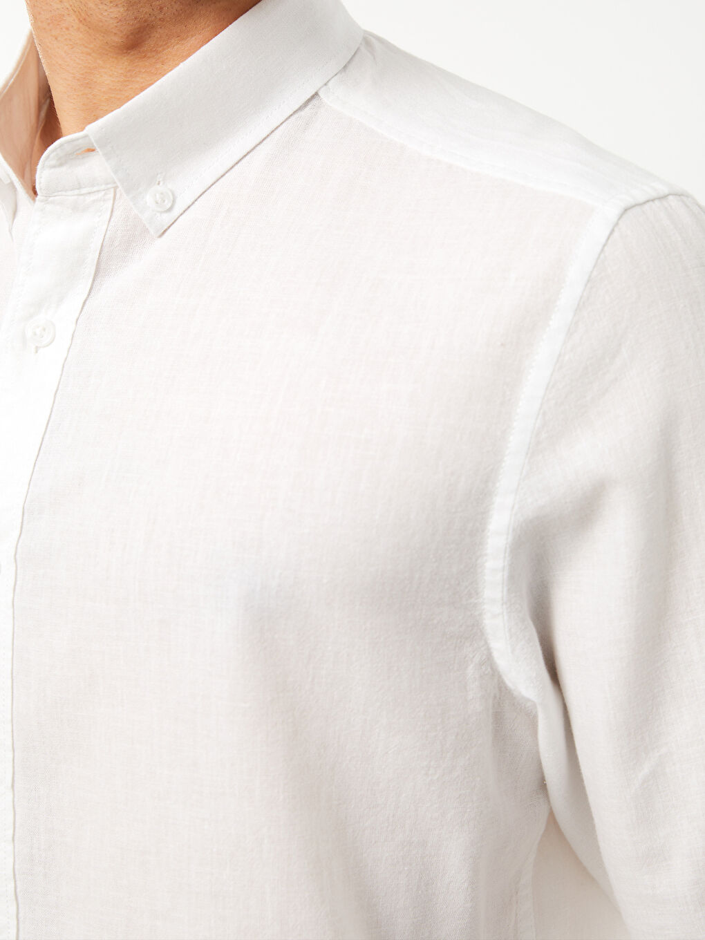 قميص رجالي بأكمام طويلة وخليط كتان بقصة عادية-3