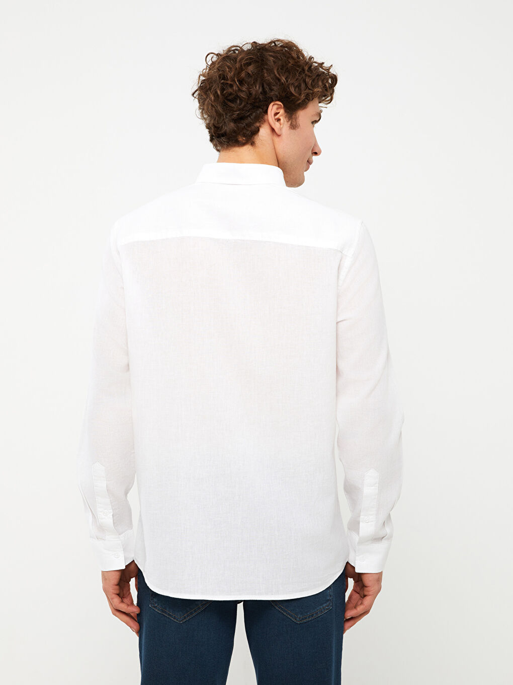 قميص رجالي بأكمام طويلة وخليط كتان بقصة عادية-4