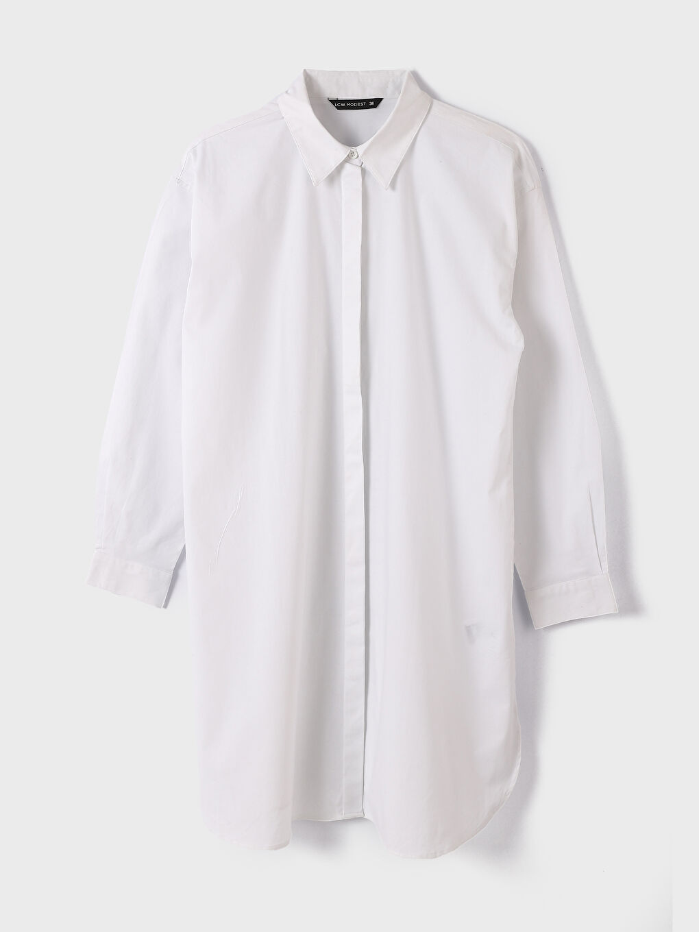 Plain Long Sleeve Oversize Women's Shirt Dress -S3CT83Z8-RVK