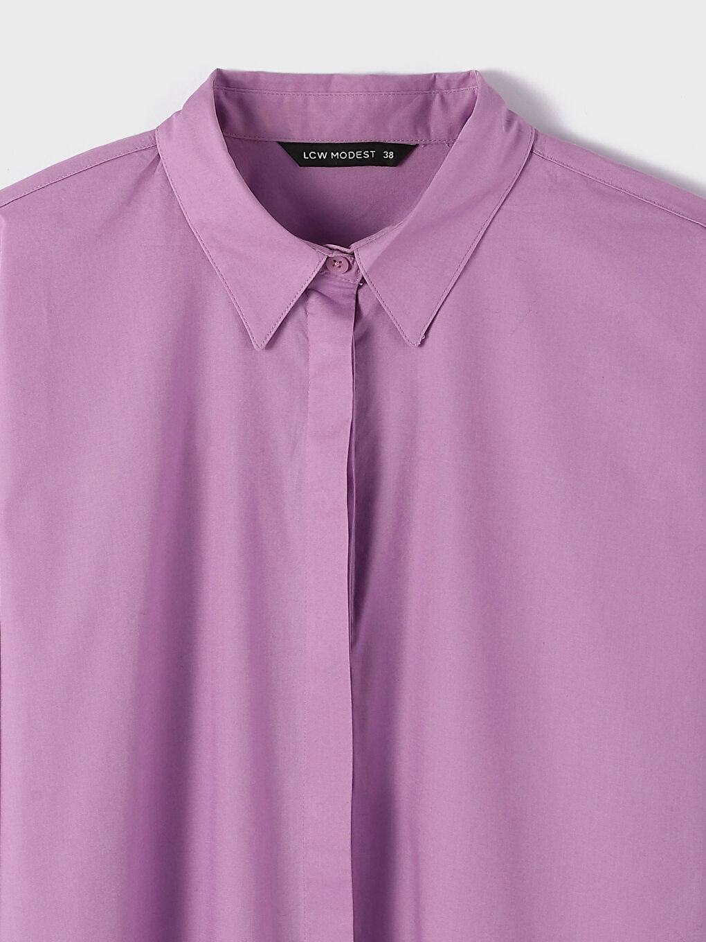 Collared Neck Plain Long Sleeve Oversize Women's Tunic-2