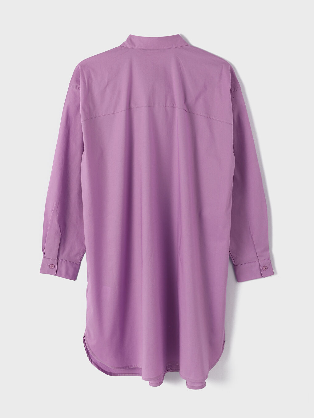 Collared Neck Plain Long Sleeve Oversize Women's Tunic-1