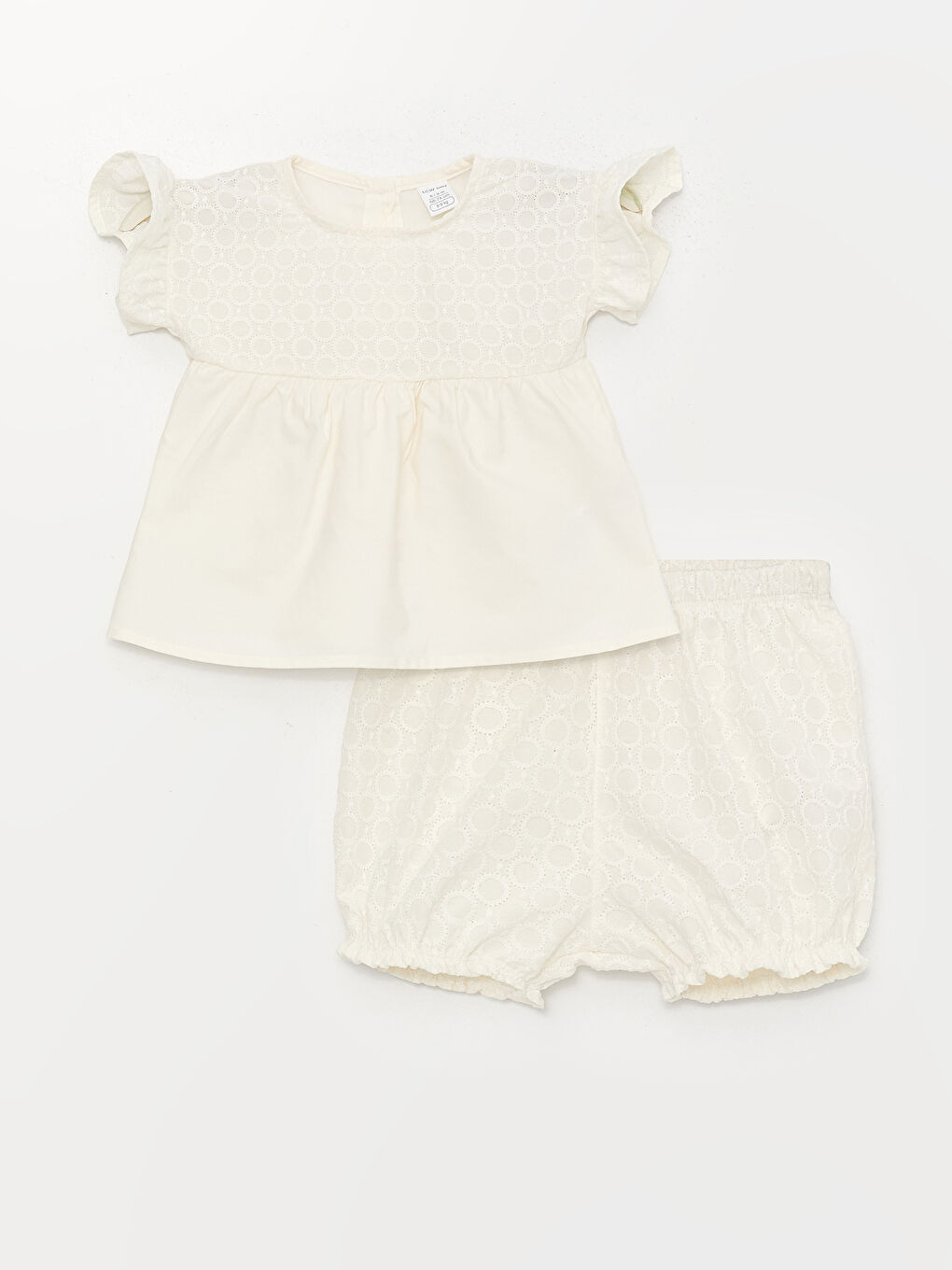 LCW baby Crew Neck Self-Patterned Baby Girl T-Shirt and Shorts 2-Piece Set -S3CT84Z1-FDL