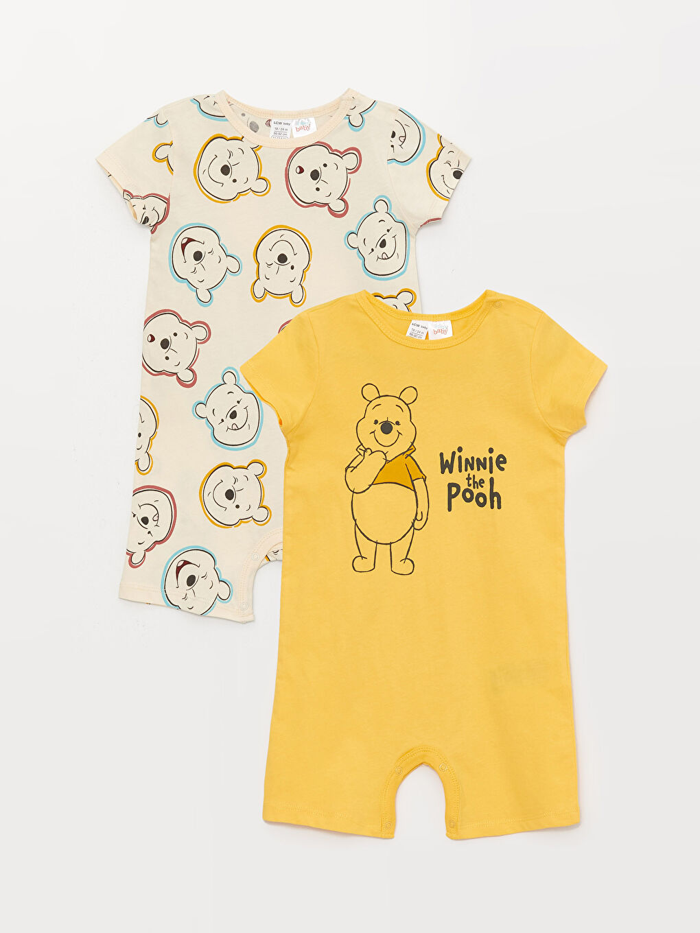 LCW baby Crew Neck Short Sleeved Winnie the Pooh Printed Baby Boy Rompers 2 Pack -S3CT85Z1-FYR