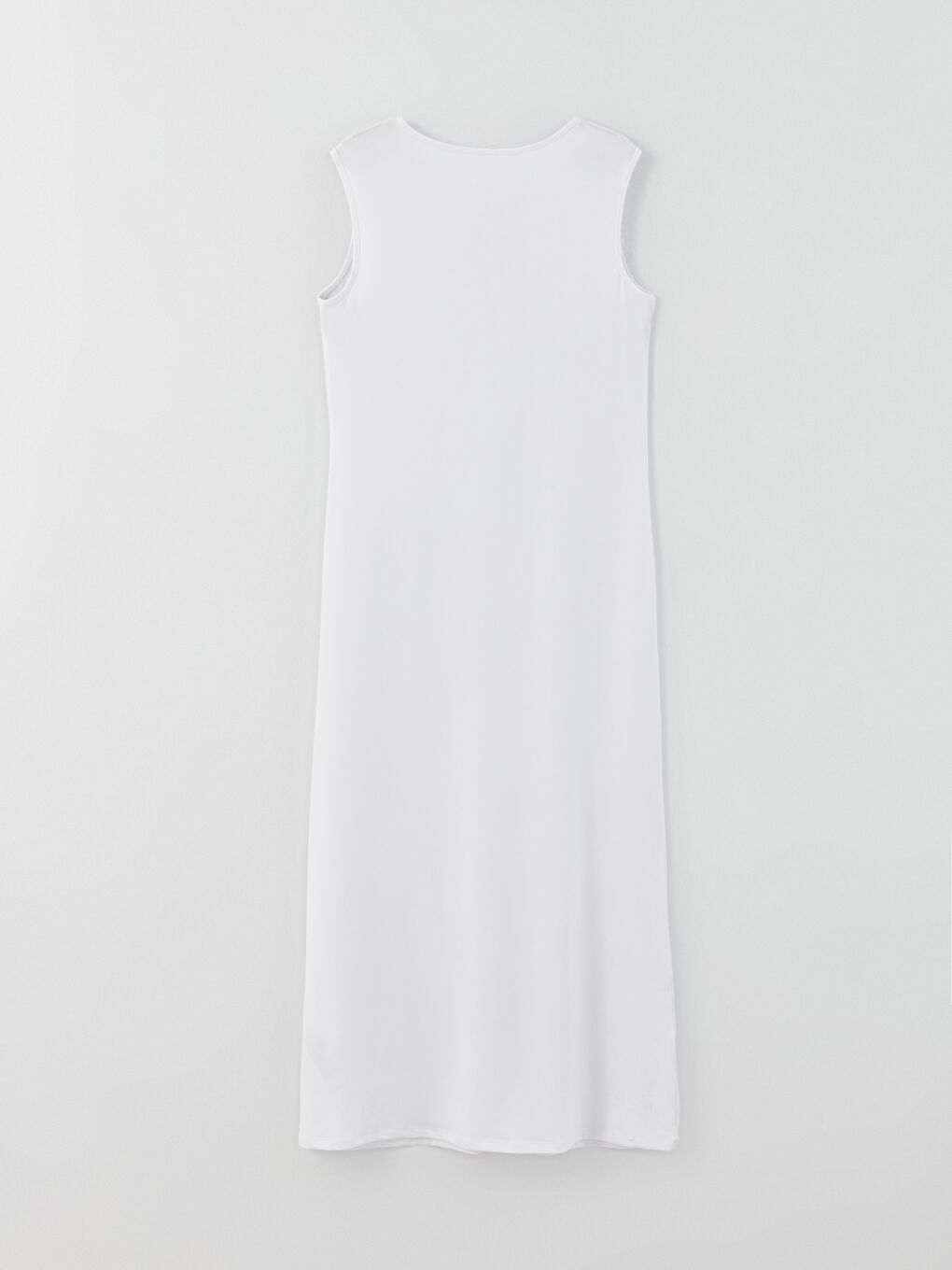 Beyaz Kadın Bisiklet Yaka Düz Elbise Astarı-1