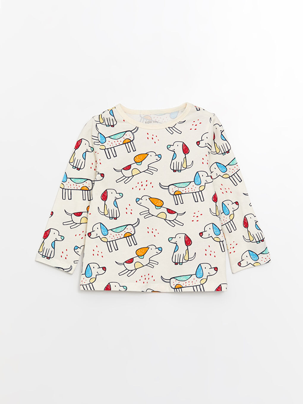 Ekru Bisiklet Yaka Baskılı Erkek Bebek Pijama Takım-1