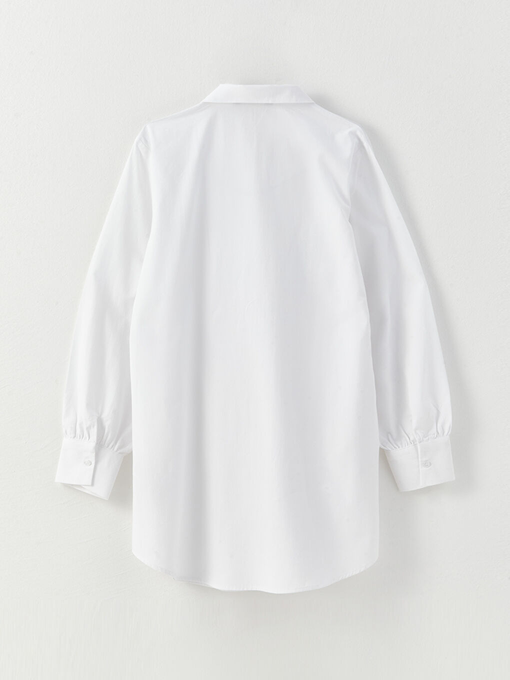 Beyaz Düz Poplin Kadın Gömlek Tunik-6