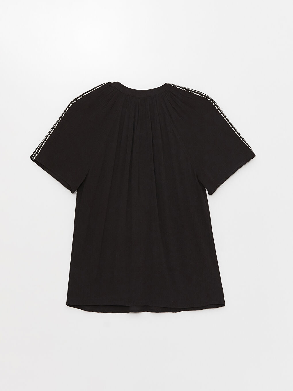 Women Crew Neck Embroidered Short Sleeve Blouse -S3CT98Z8-CVL