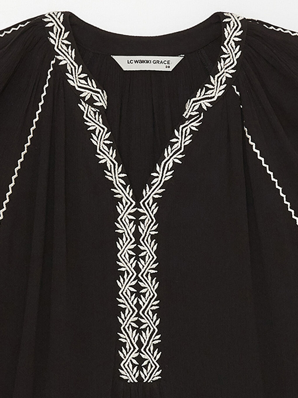Women Crew Neck Embroidered Short Sleeve Blouse -S3CT98Z8-CVL