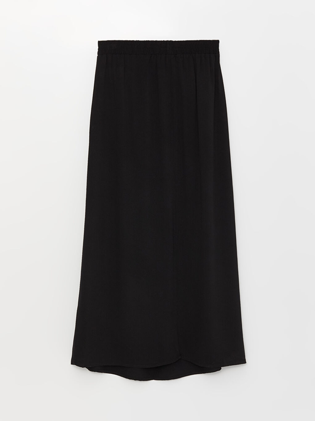 Siyah Kadın Beli Lastikli Düz Etek-6