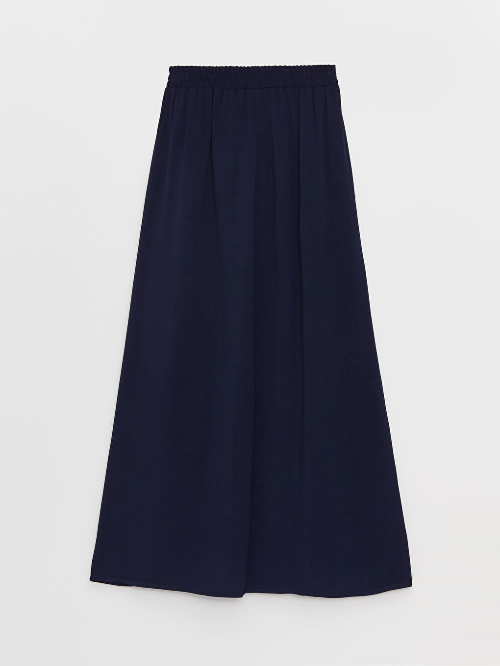 Lacivert Kadın Beli Lastikli Düz Etek-5