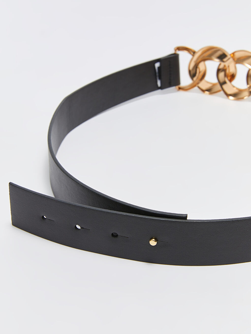 Siyah Deri Görünümlü Kadın Kemer-4