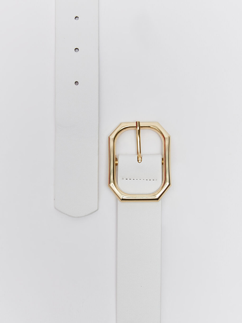 Beyaz Deri Görünümlü Kadın Kemer-2