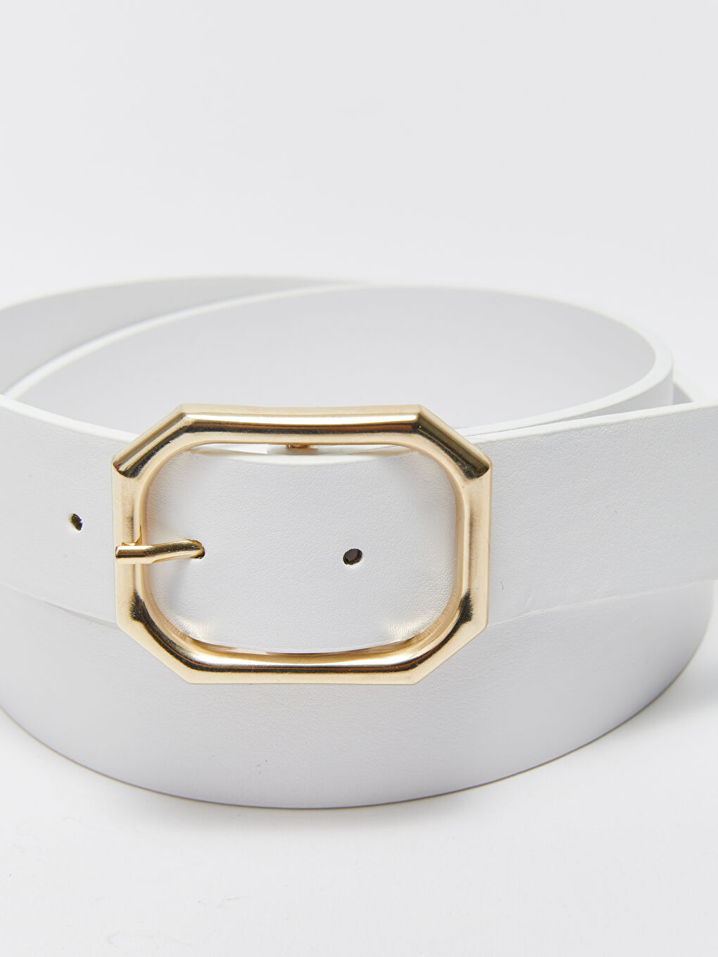 Beyaz Deri Görünümlü Kadın Kemer-3