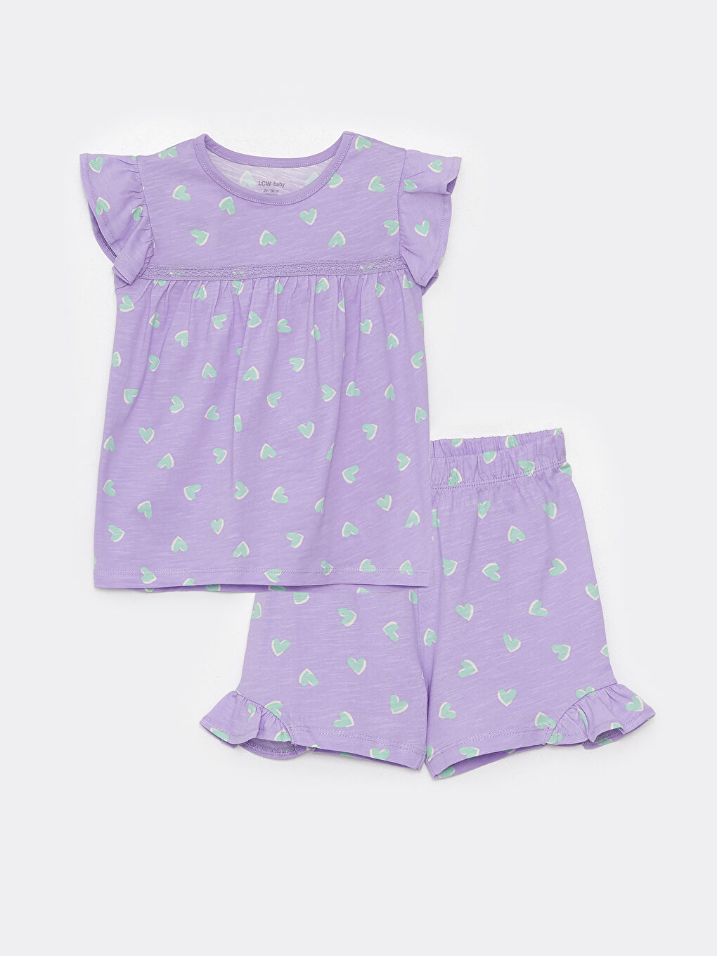 LCW baby Crew Neck Short Sleeve Baby Girls' Pyjama Set -S3CU39Z1-LS9