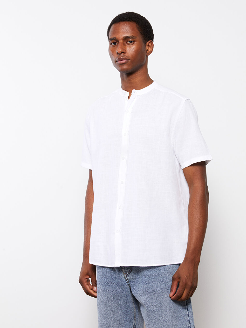 Beyaz Regular Fit Kısa Kollu Erkek Gömlek