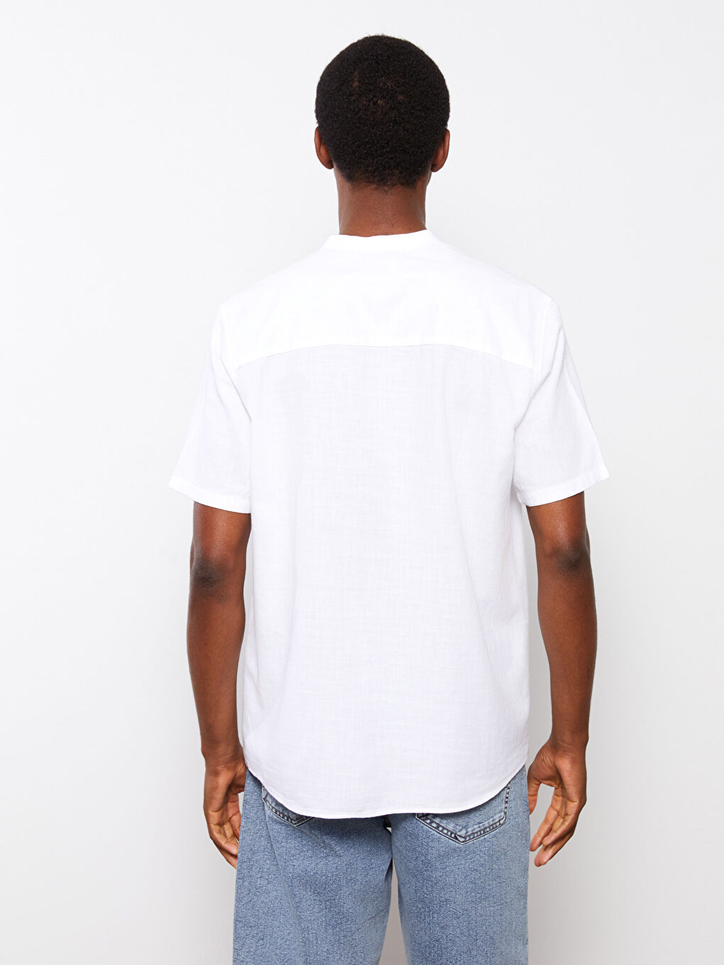 Beyaz Regular Fit Kısa Kollu Erkek Gömlek-4