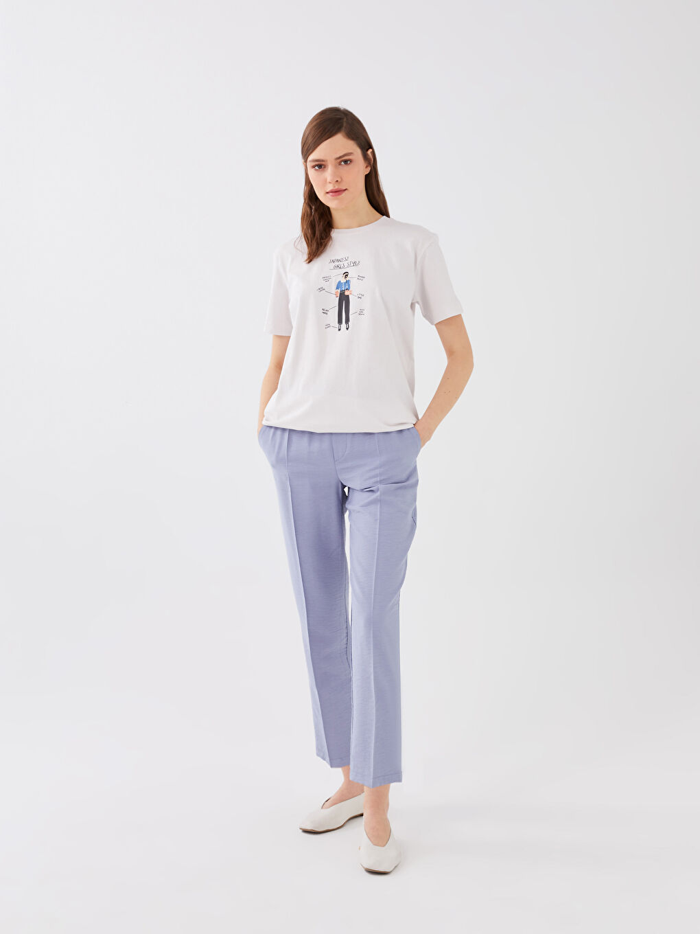 LCW Modest Elastic Waist Comfortable Fit Pocket Detailed Women's Trousers -S3CU43Z8-RRD