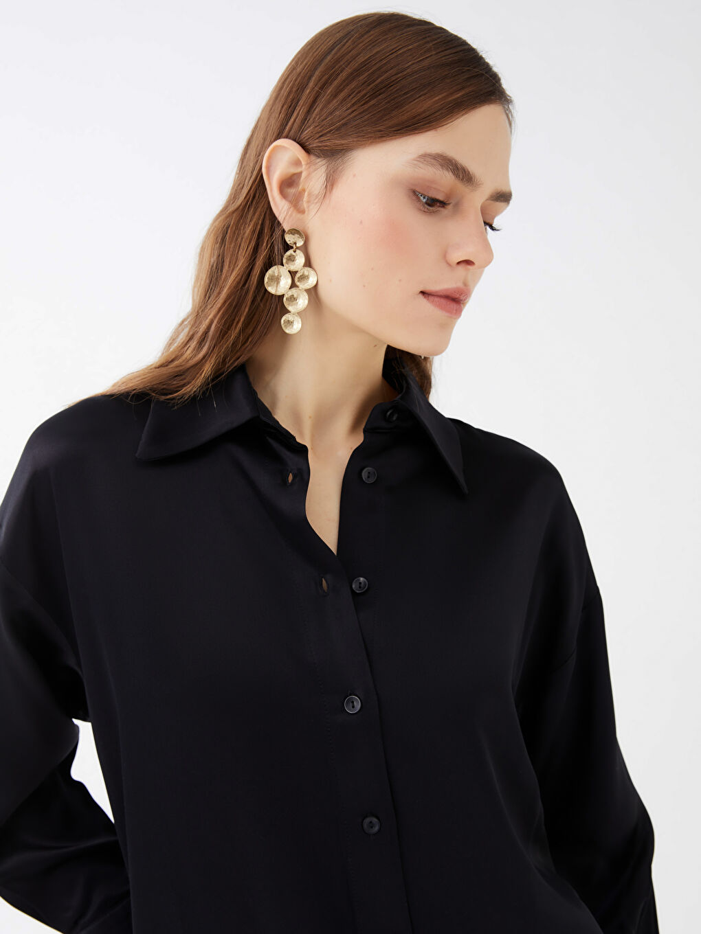 LCW Vision Schlichtes Langarm-Satinhemd für Damen -S3CU47Z8-CVL
