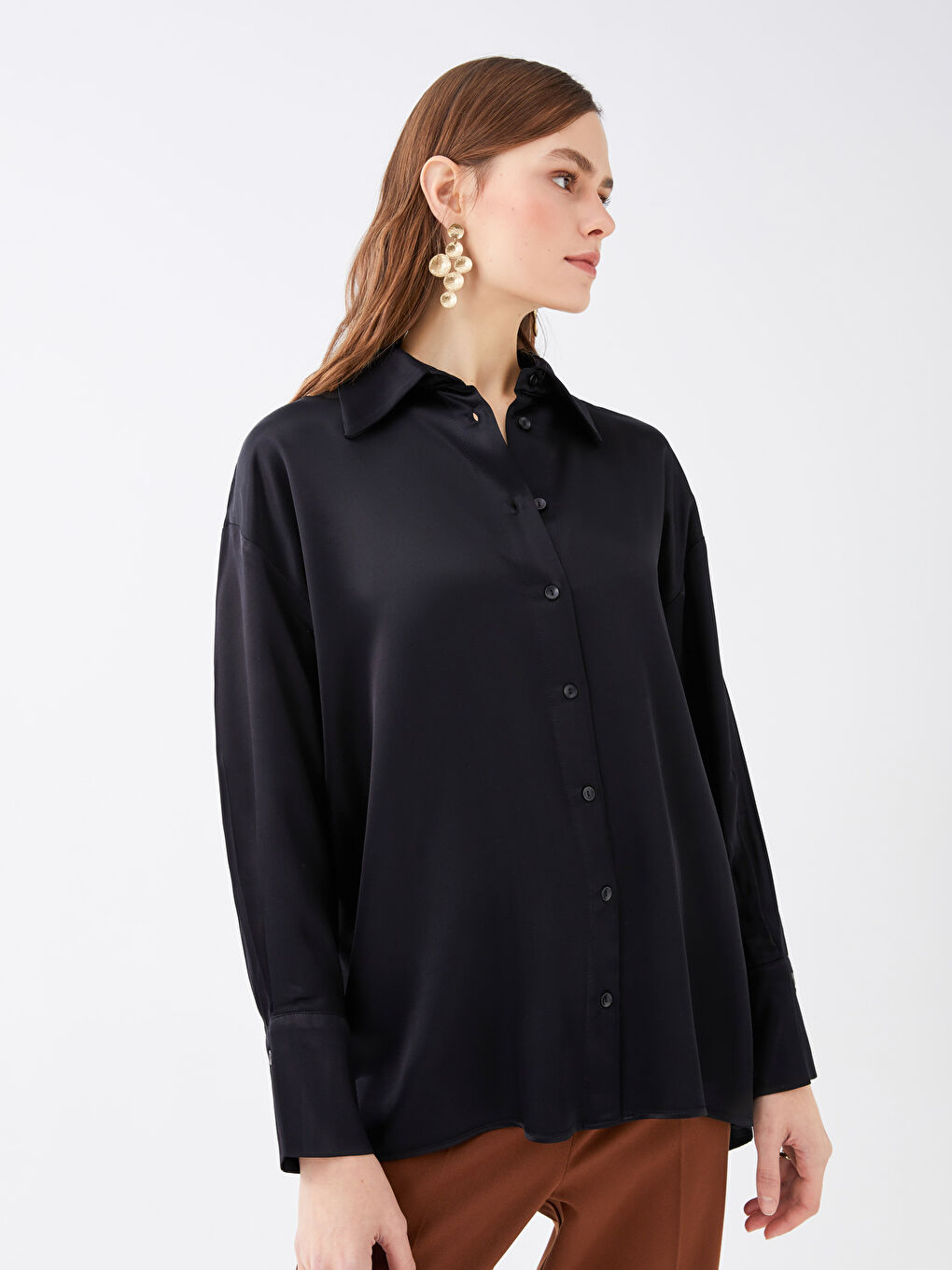 LCW Vision Schlichtes Langarm-Satinhemd für Damen -S3CU47Z8-CVL