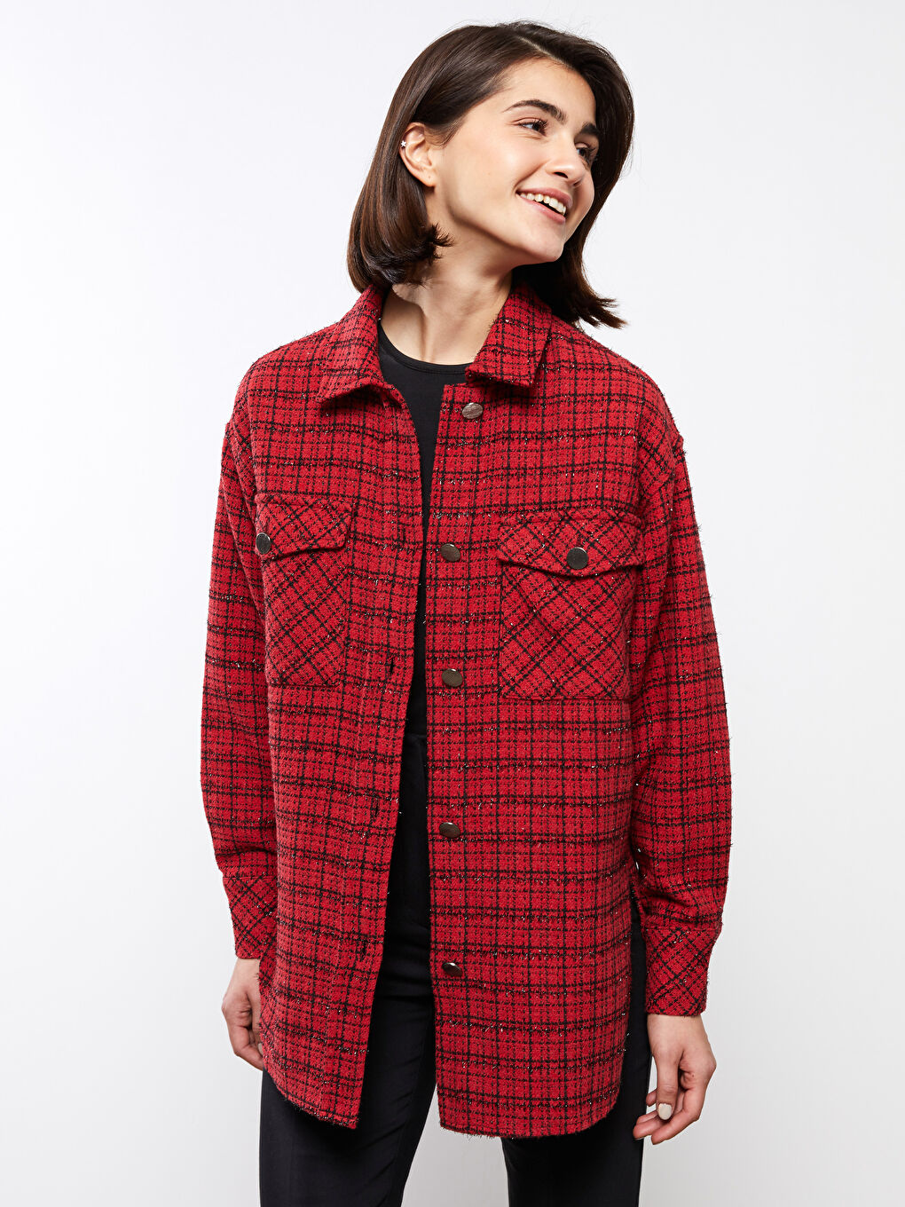 LC Waikiki Buttoned Plaid Long Sleeve Women's Shirt -S3CU49Z8-LPA