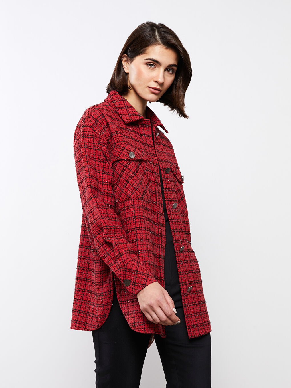 LC Waikiki Buttoned Plaid Long Sleeve Women's Shirt -S3CU49Z8-LPA