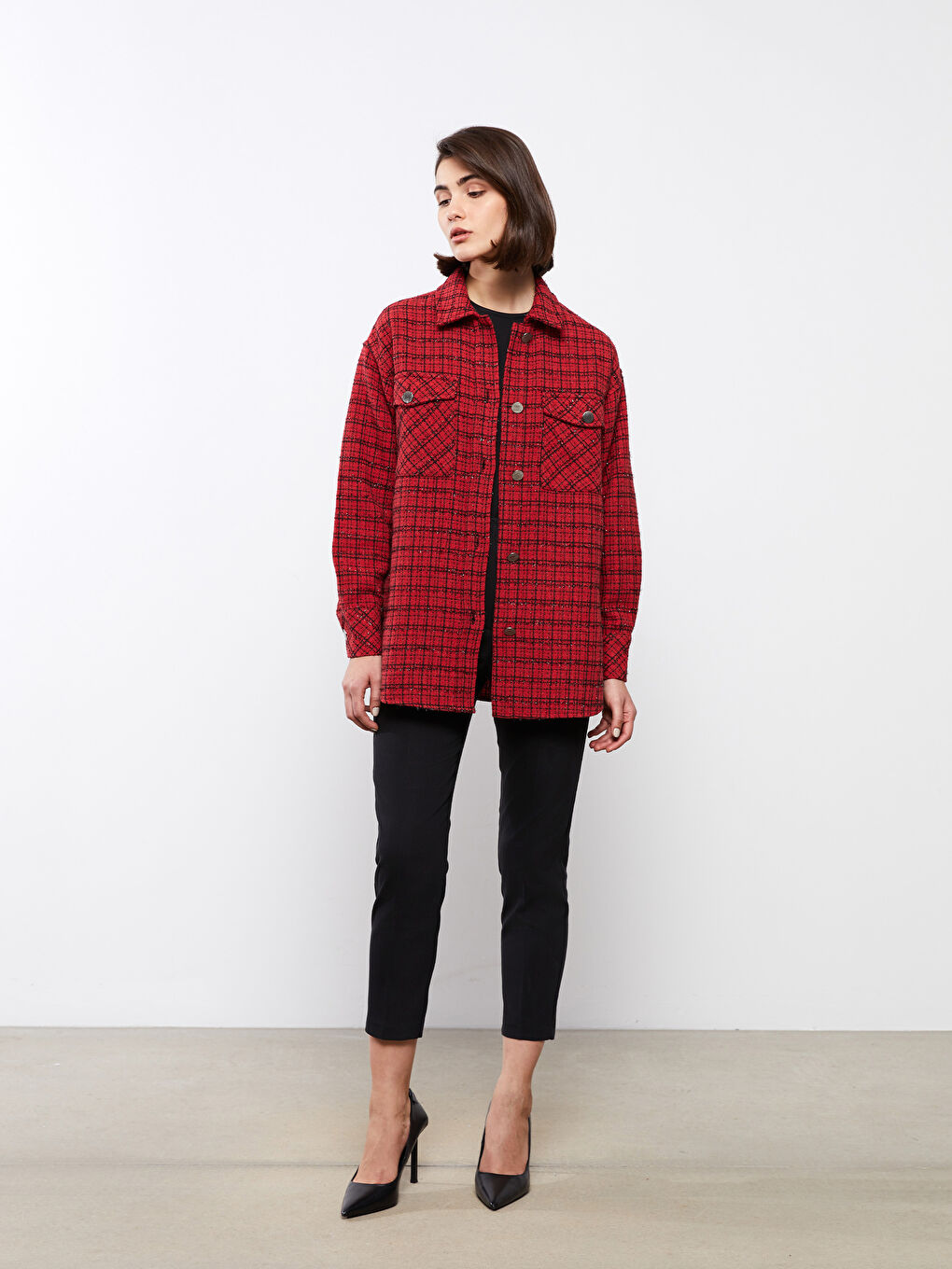 LC Waikiki Buttoned Plaid Long Sleeve Women's Shirt -S3CU49Z8-LPA