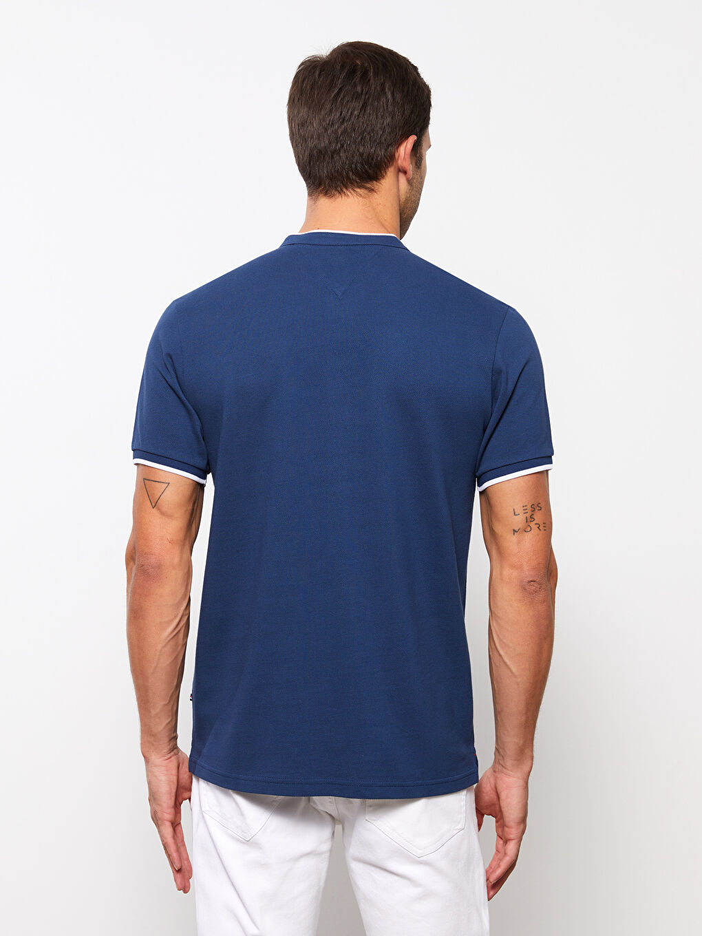 T-shirt à Manches Courtes avec Col Mao pour Hommes-4