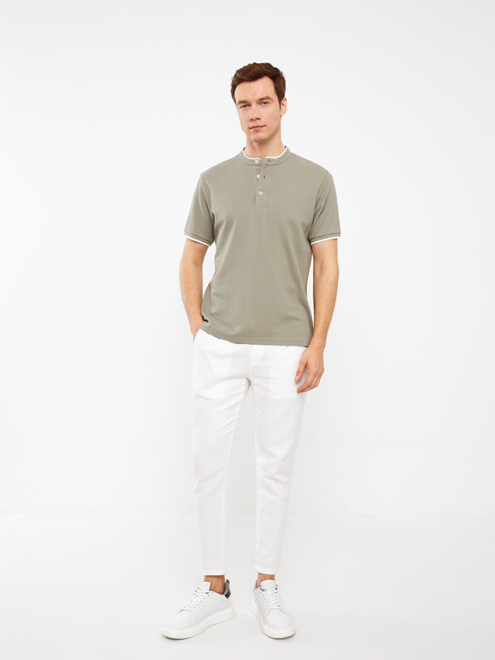 SOUTHBLUE Großvaterkragen Kurzarm Herren T-Shirt -S3CU50Z8-V0H