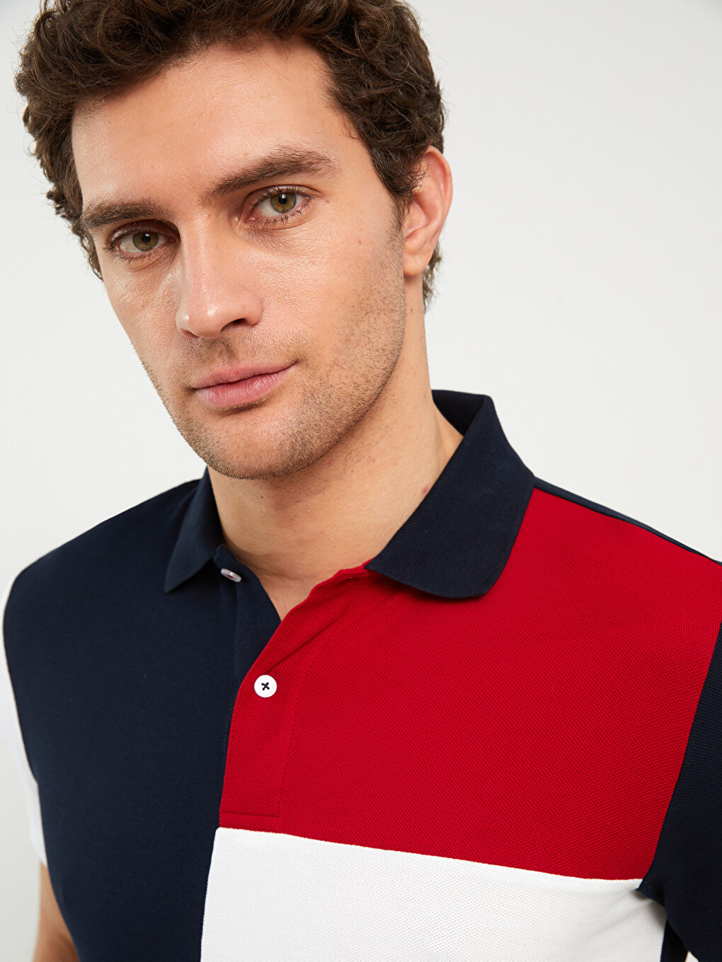 Karışık Polo Yaka Kısa Kollu Renk Bloklu Erkek Tişört-1