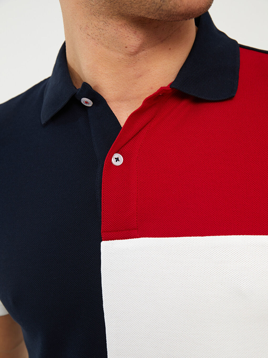 Karışık Polo Yaka Kısa Kollu Renk Bloklu Erkek Tişört-3