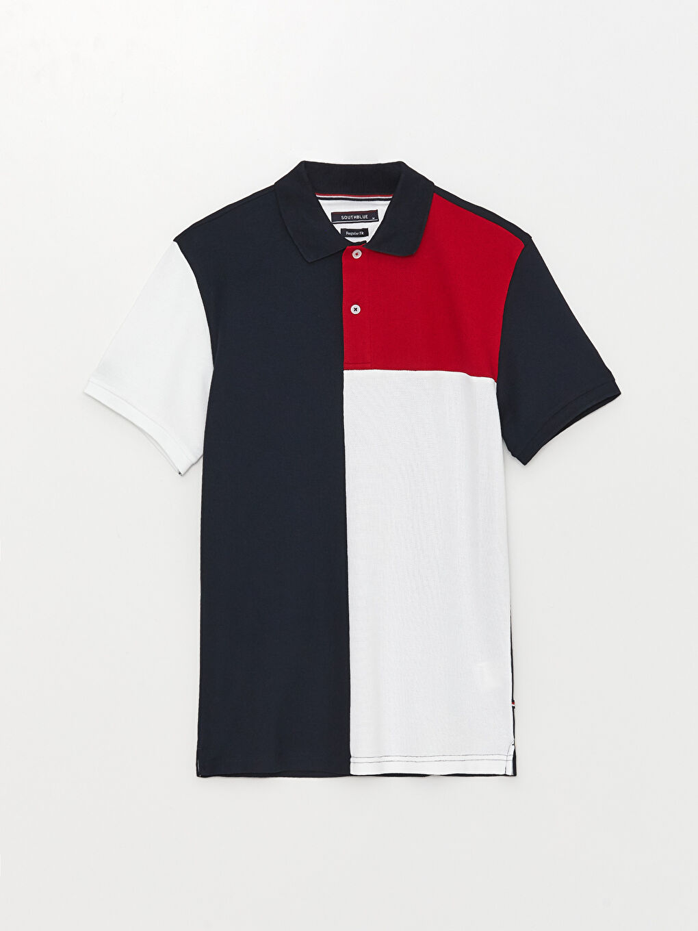 Karışık Polo Yaka Kısa Kollu Renk Bloklu Erkek Tişört-5