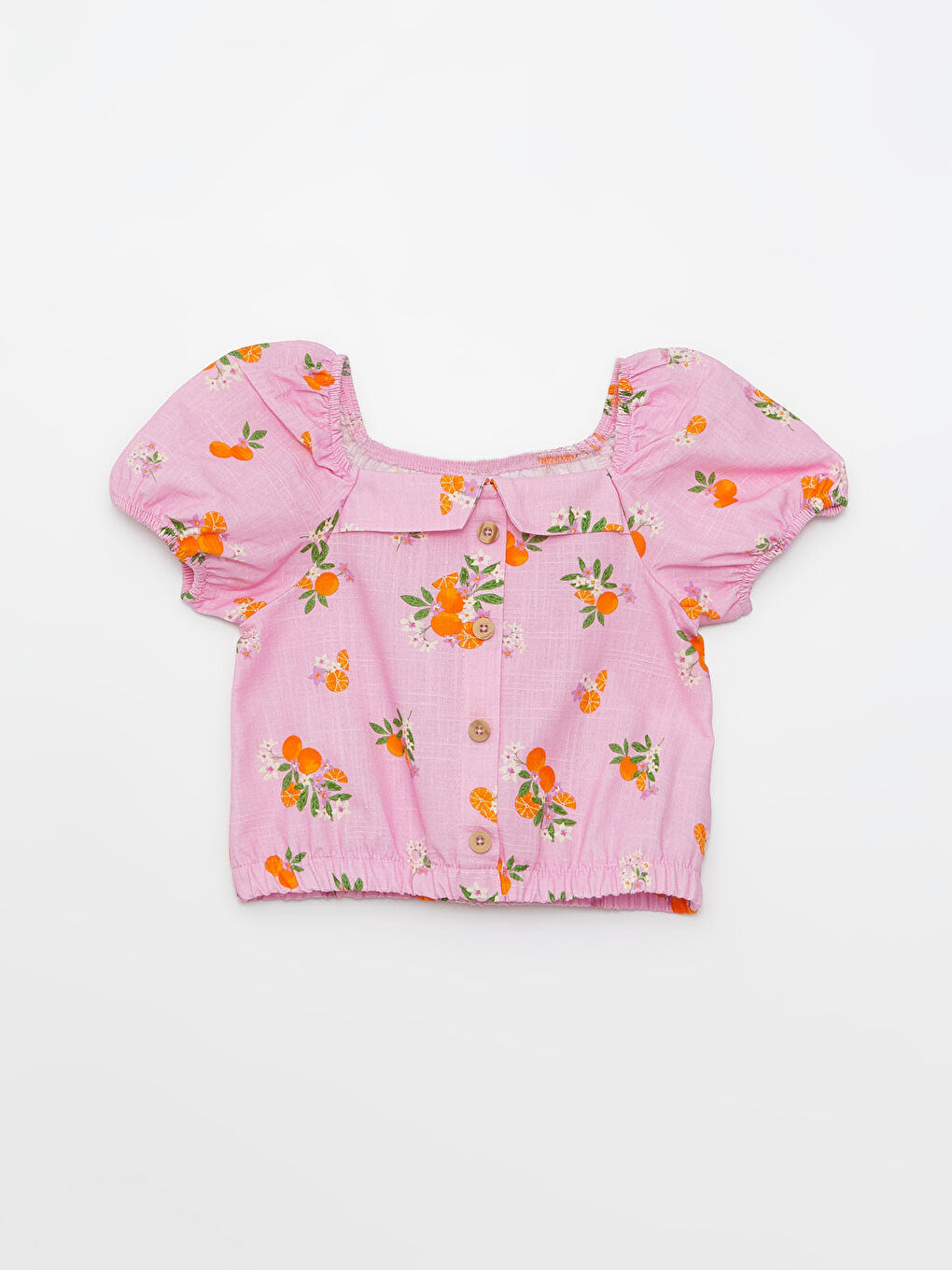 بلوزة وتنورة بطباعة بياقة مربعة وكم قصير - طقم 2 قطع لبنات رضع-1