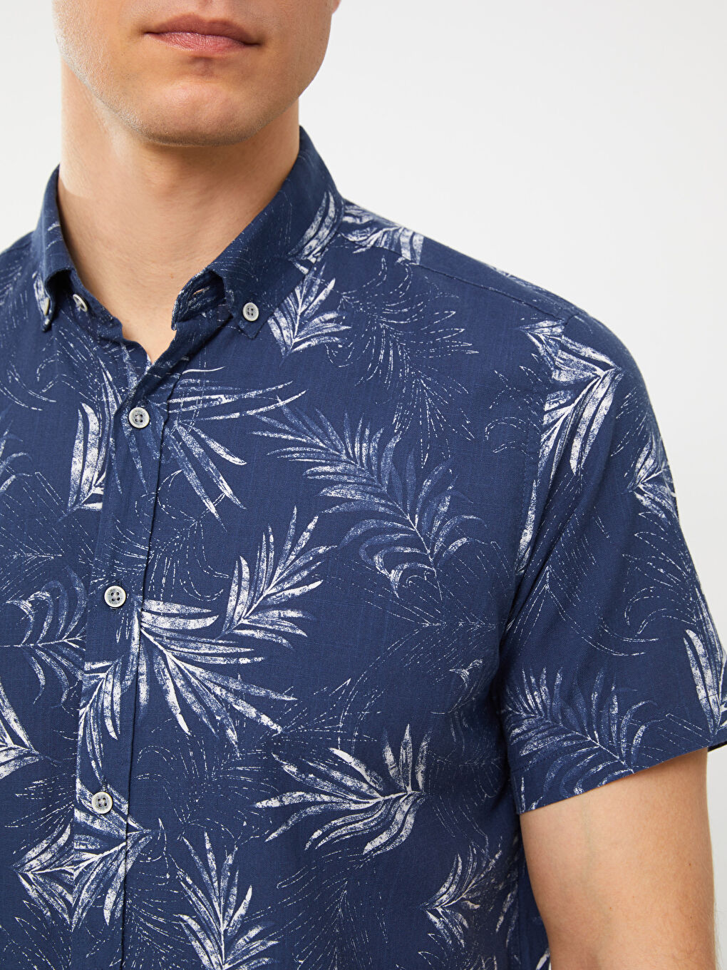 İndigo Slim Fit Kısa Kollu Desenli Poplin Erkek Gömlek-4