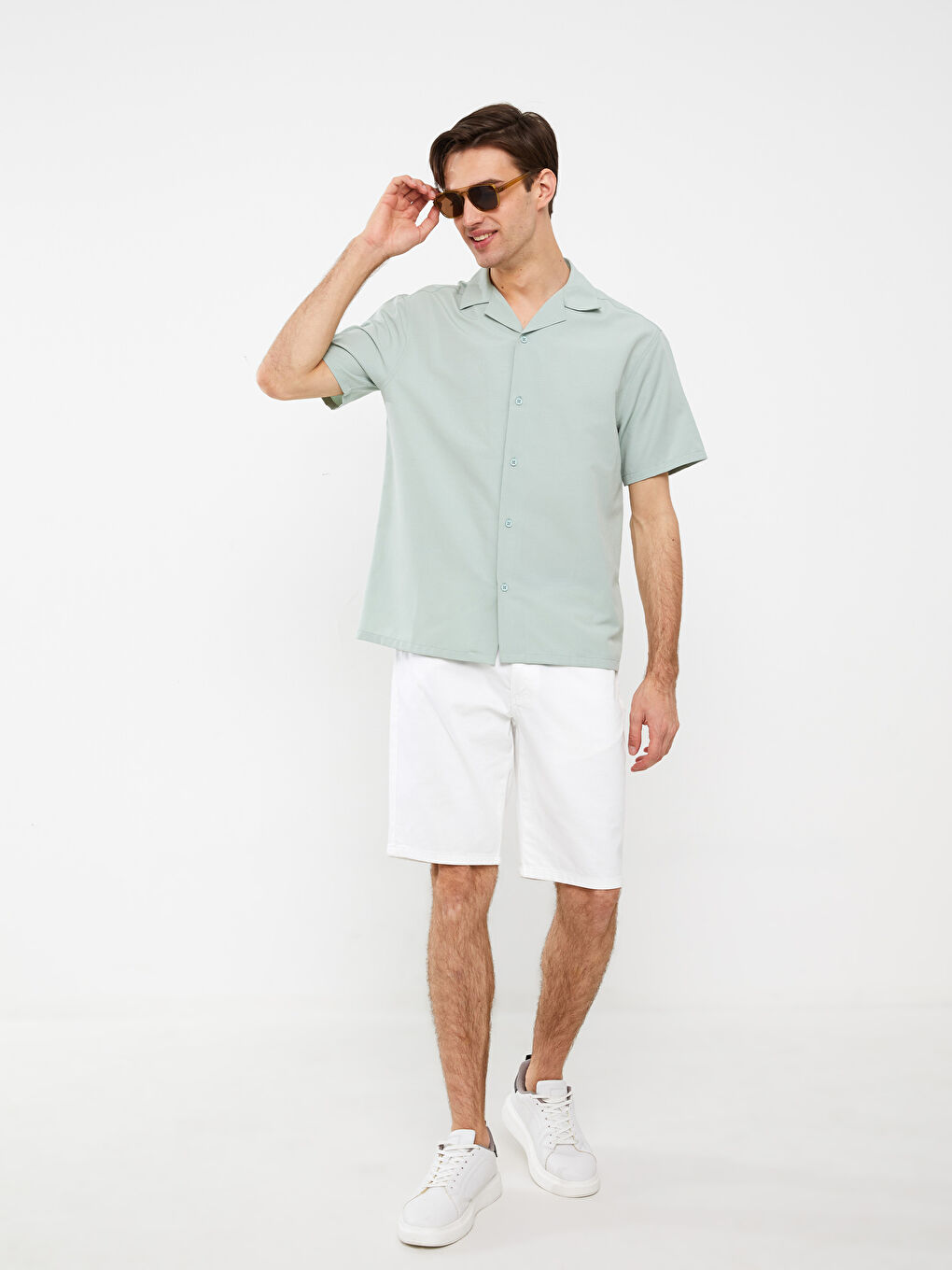 Chemise pour Hommes à Manches Courtes en Viscose Coupe Régulière-2