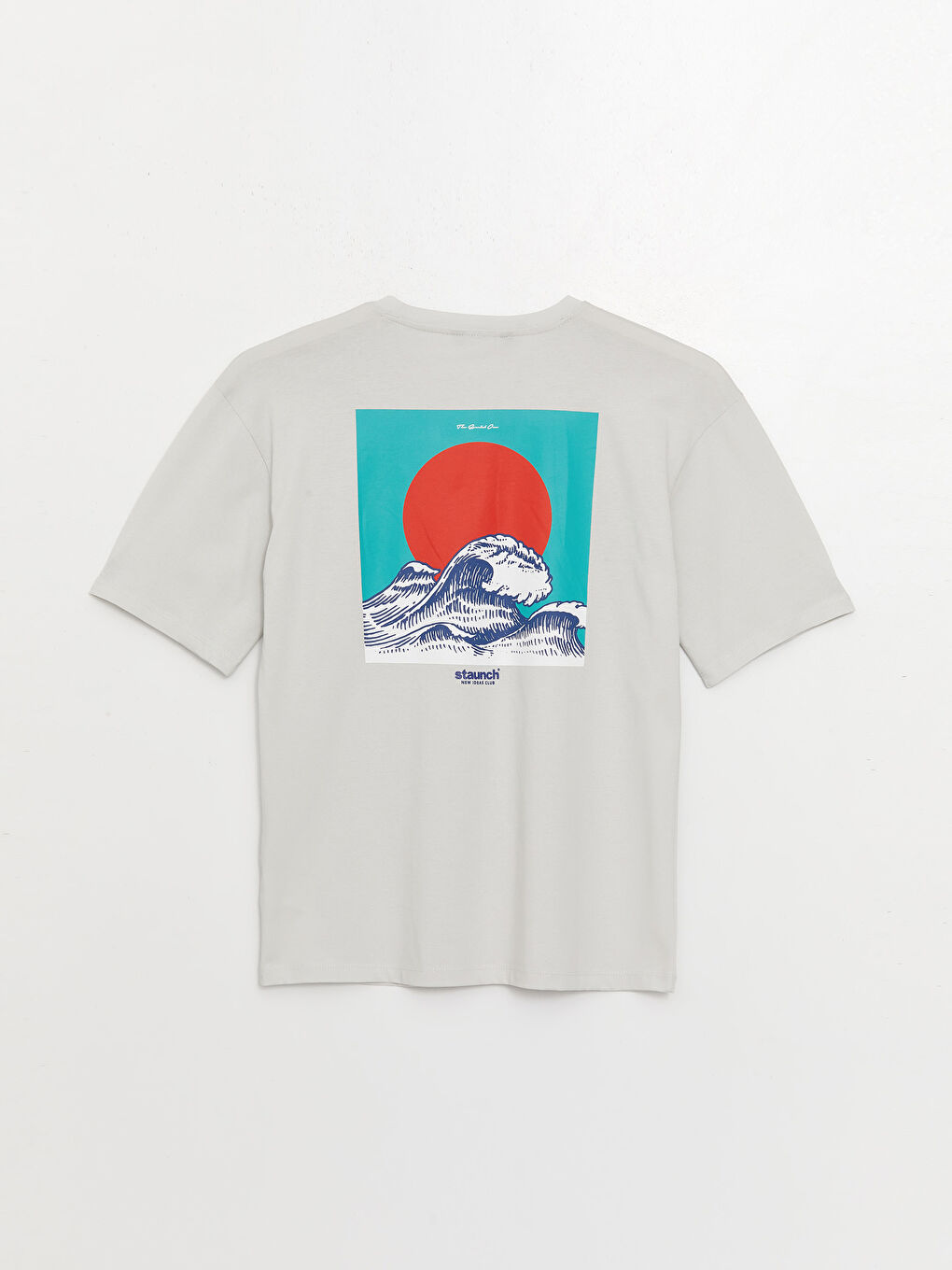 Gri Bisiklet Yaka Kısa Kollu Baskılı Penye Erkek Tişört-6