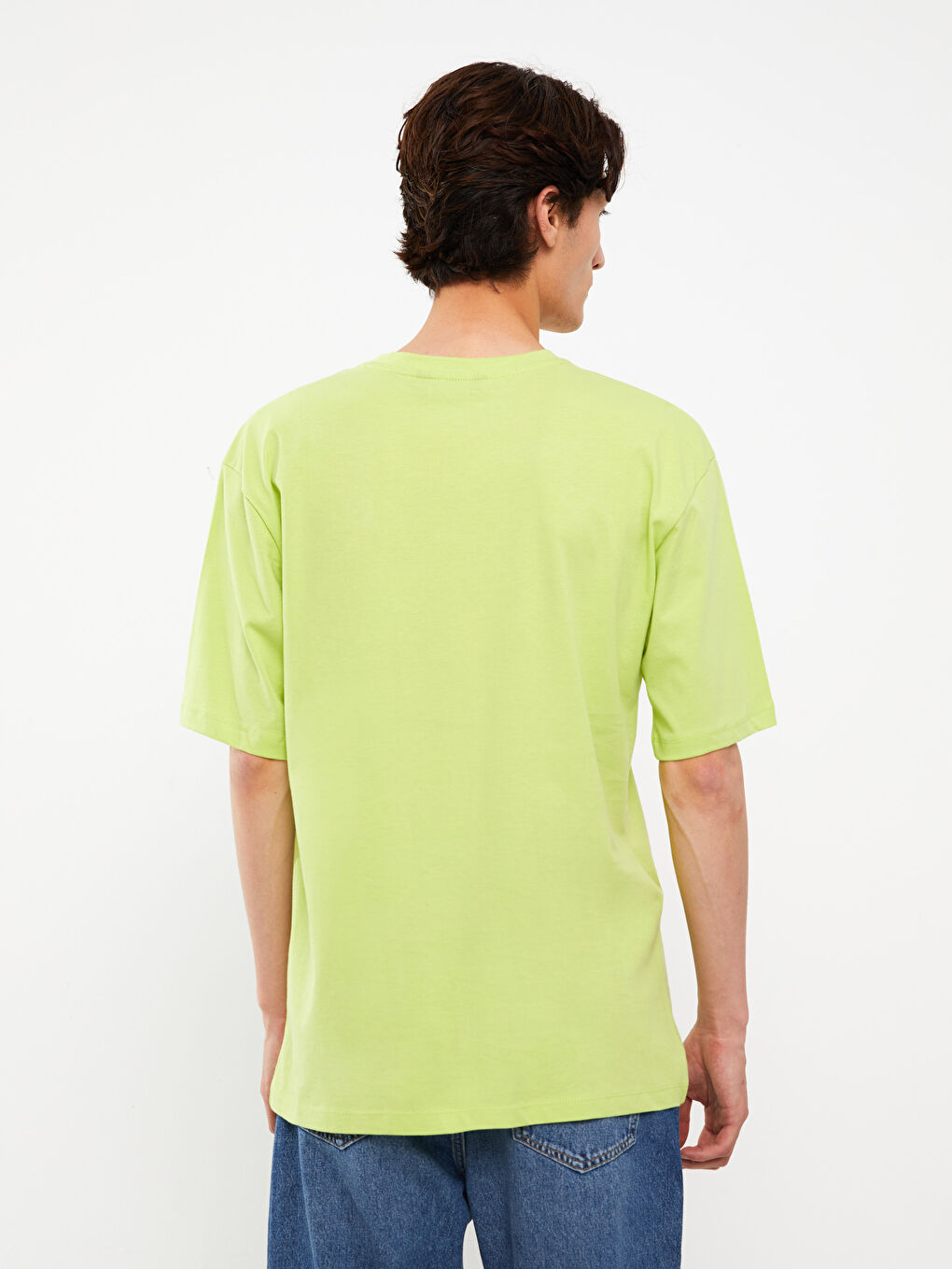 Yeşil Bisiklet Yaka Kısa Kollu Baskılı Penye Erkek Tişört-4