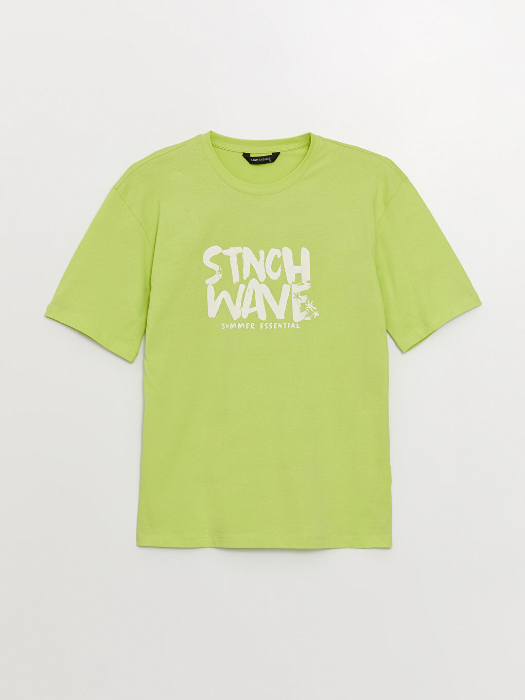 Yeşil Bisiklet Yaka Kısa Kollu Baskılı Penye Erkek Tişört-5