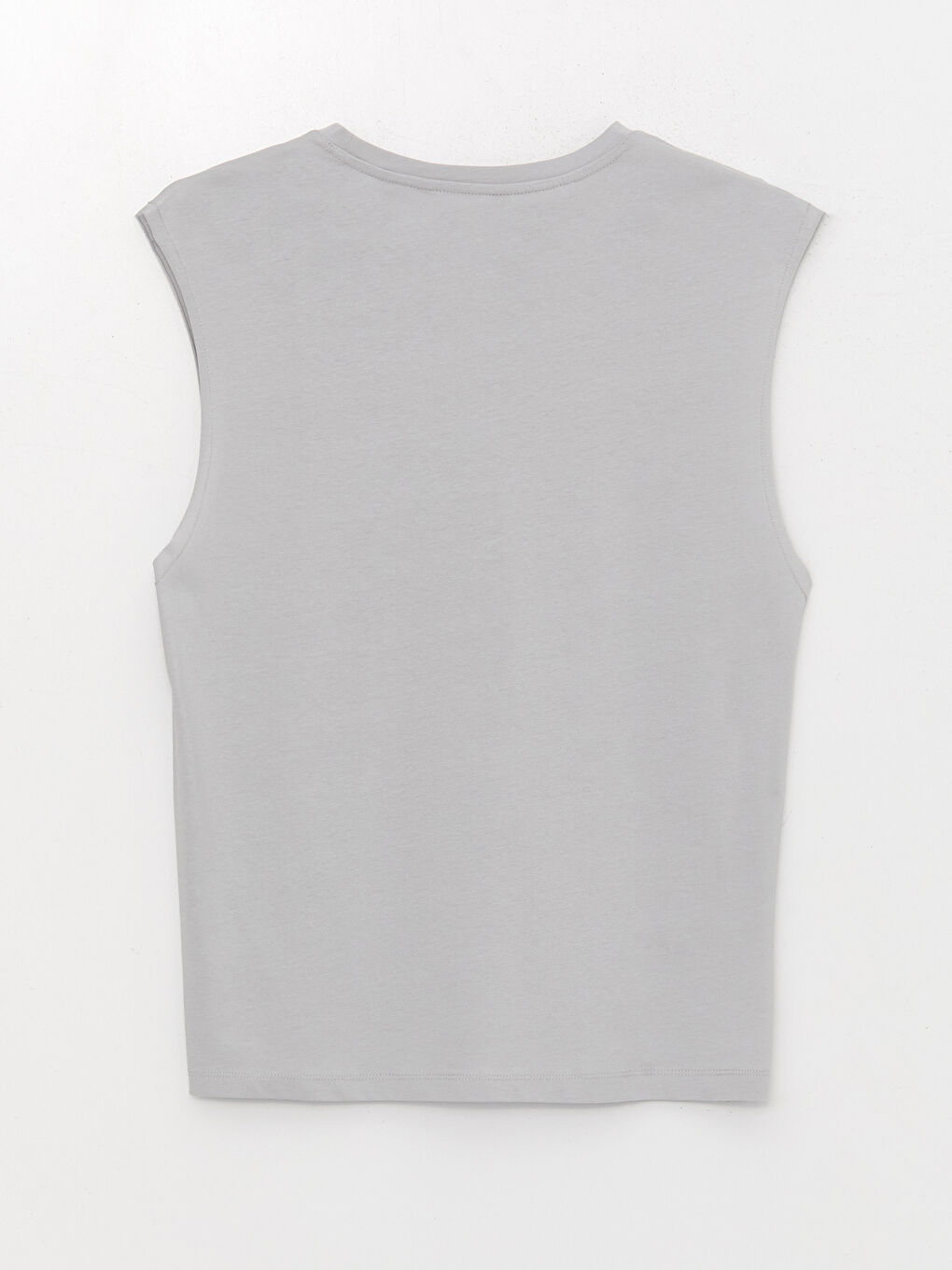 Gri Bisiklet Yaka Baskılı Penye Erkek Kolsuz Tişört-6