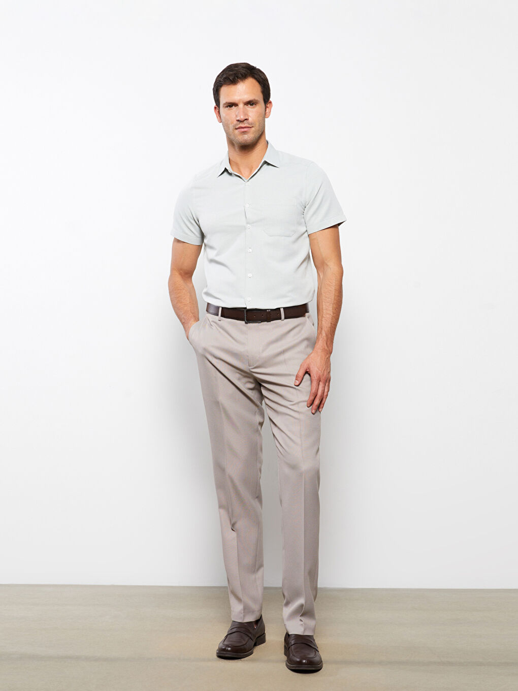 Slim Fit Short Sleeve Dobby Men's Shirt -S3CU86Z8-GYA
